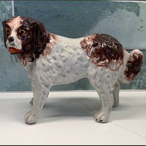 Single Standing St. Bernard Staffordshire Figurine c 1890 (Victorian era)